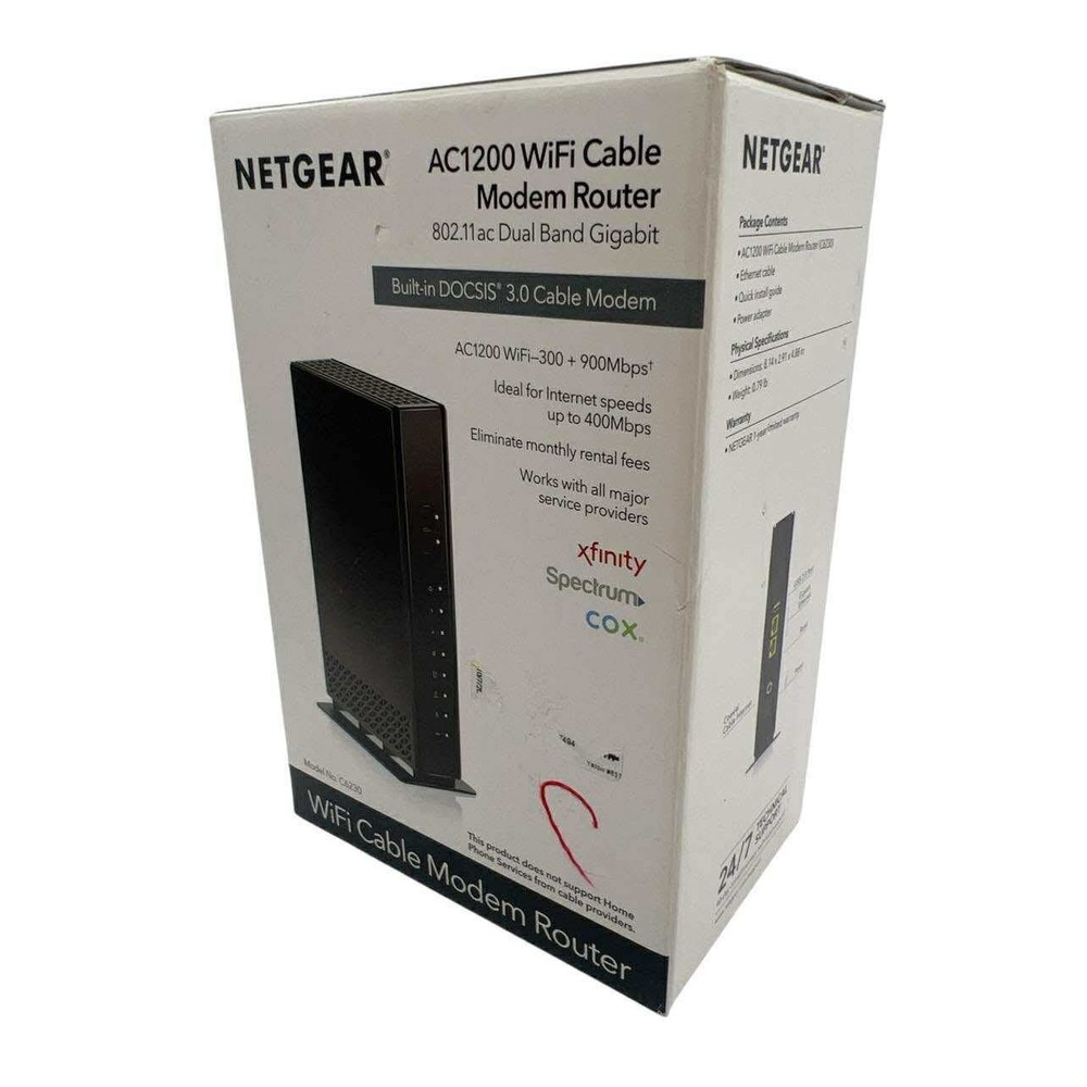 NETGEAR AC1200 WiFi Cable Modem Router C6230 DOCSIS 3.0 Dual Band Gigabit NEW - Picture 9 of 13